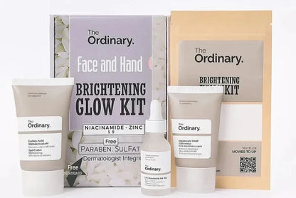 The Ordinary skincare kit with various products on a white background